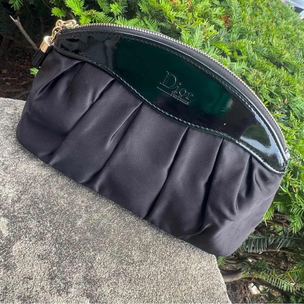 Dior Perfume Black Satin Cosmetic Pouch